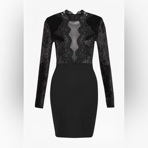 French Connection Black Long-Sleeved Mini Dress